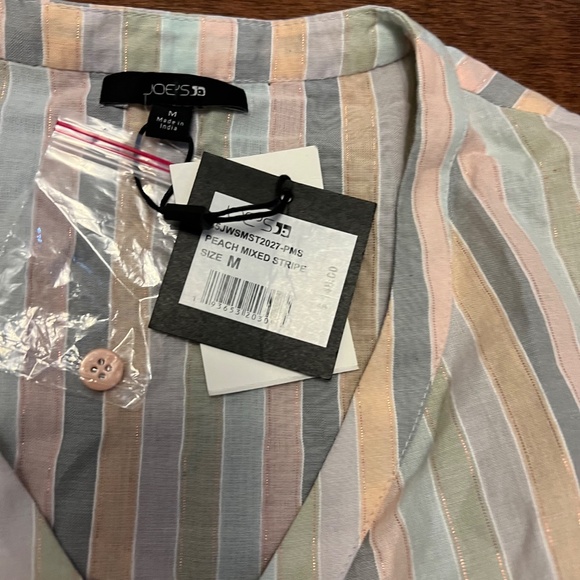 Joe’s Jeans peach mixed  stripe blouse - Picture 2 of 3